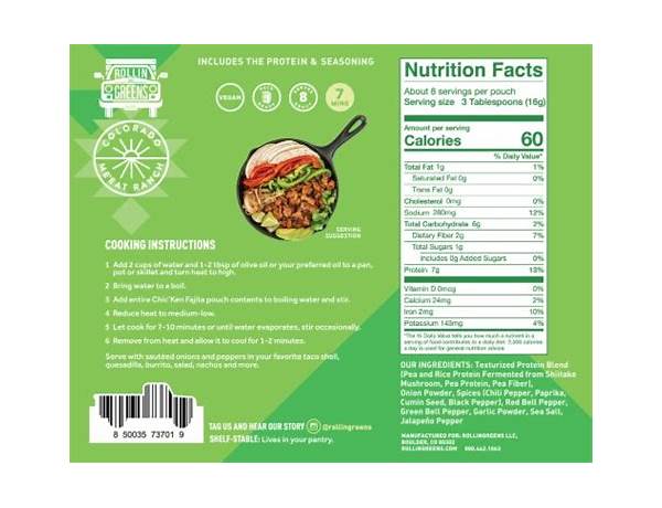 Chopped fajita plant-based chic'ken nutrition facts