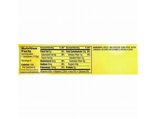 Cinnamon applesauce nutrition facts