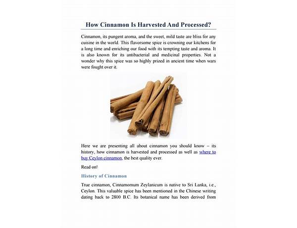 Cinnamon harvest food facts