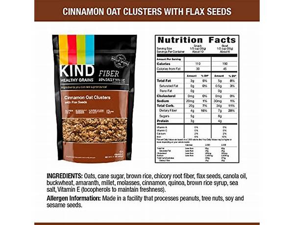 Cinnamon oat granola with flax seeds nutrition facts