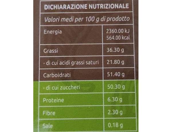 Cioccolato al latte nutrition facts