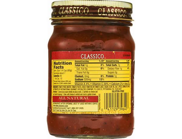 Classico pizza sauce food facts