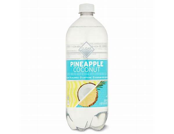 Clear american, sparkling water beverage, pineapple coconut, pineapple coconut ingredients