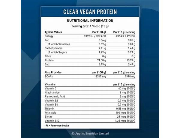 Clear vegan protein nutrition facts