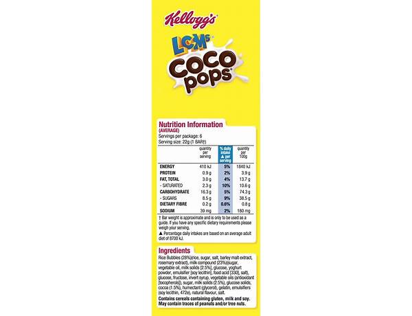 Coco pops nutrition facts