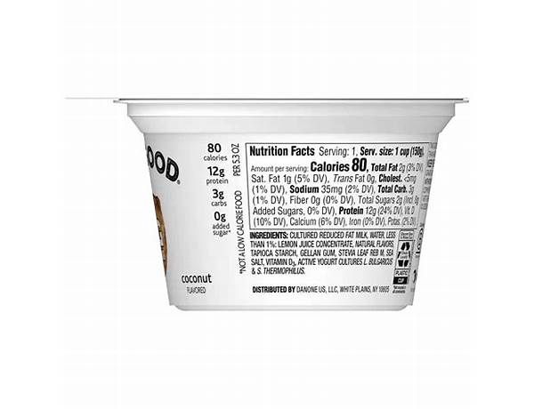 Coconut flavored lowfat greek yogurt food facts