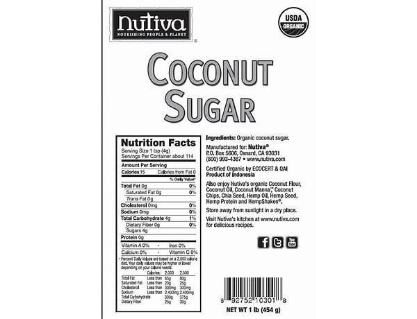 Coconut sugar ingredients