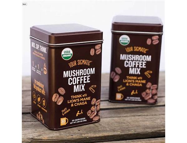 Coffee pods with lions mane and chaga mushrooms ingredients