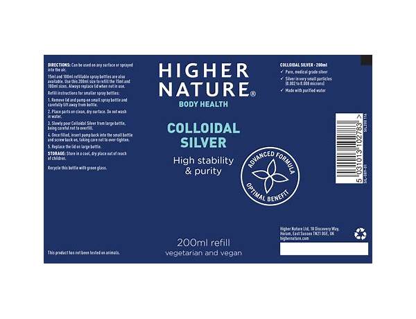 Colloidal silver ingredients