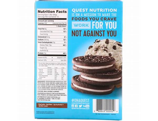 Cookies and cream crunch food facts
