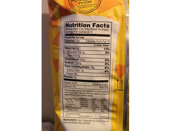 Corn tortilla chips nutrition facts
