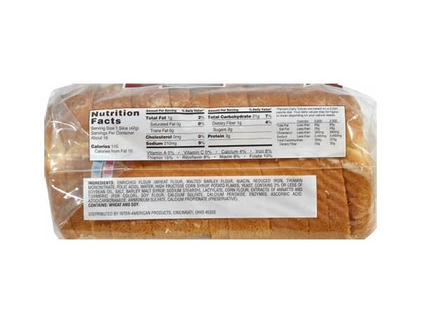 Country potato bread nutrition facts