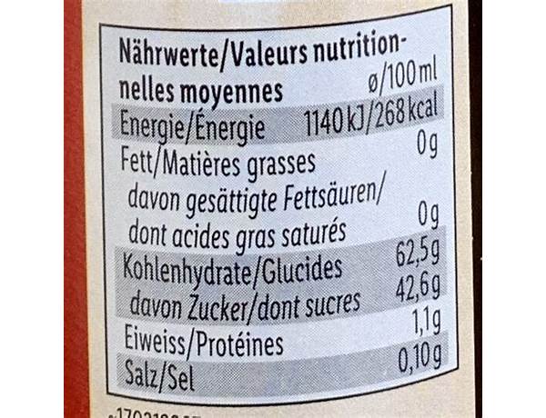 Crème balsamique nutrition facts