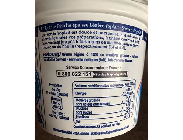 Crème légère fluide15% mat. gr. ingredients