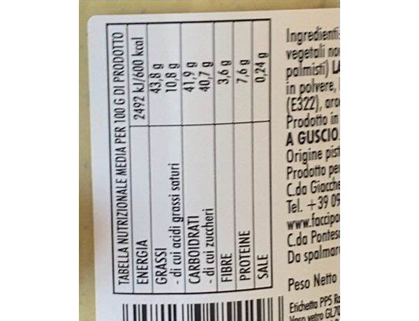 Créma di pistacchio nutrition facts