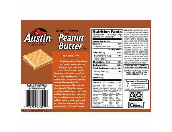 Cracker sandwiches, peanut butter food facts
