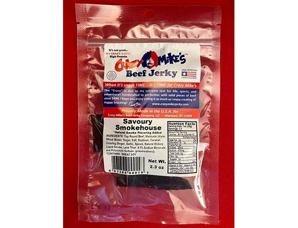 Crazy mikes savoury smokehouse beef jerky food facts