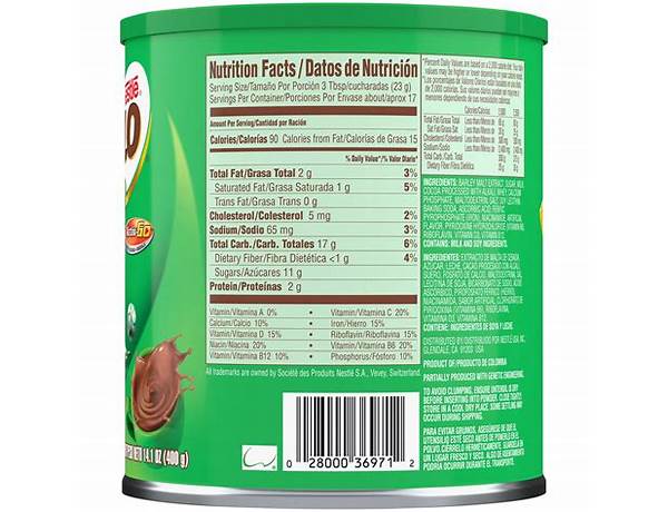 Creamy chocolate powder nutrition facts