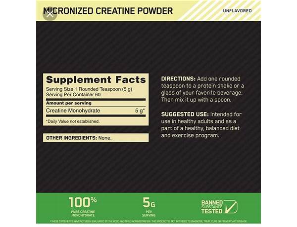 Creatine powder nutrition facts