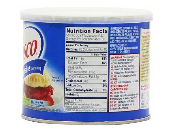 Crisco vegetable shortening nutrition facts