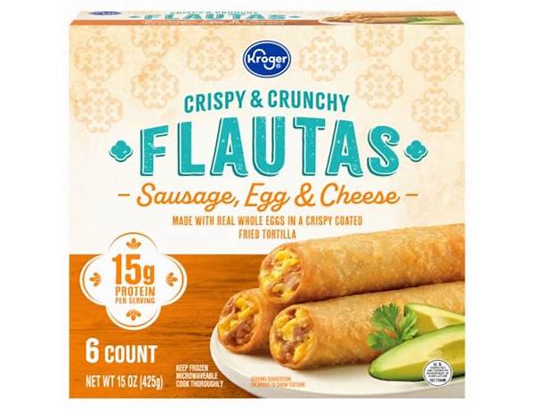Crispy and crunchy flautas bacon egg and cheese ingredients