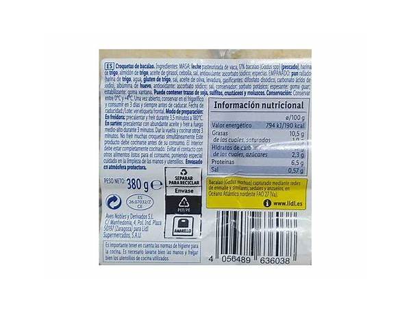 Croquetas de bacalao nutrition facts