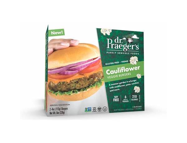Crunchy cauliflower veggie burgers food facts