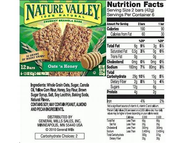 Crunchy granola bars food facts