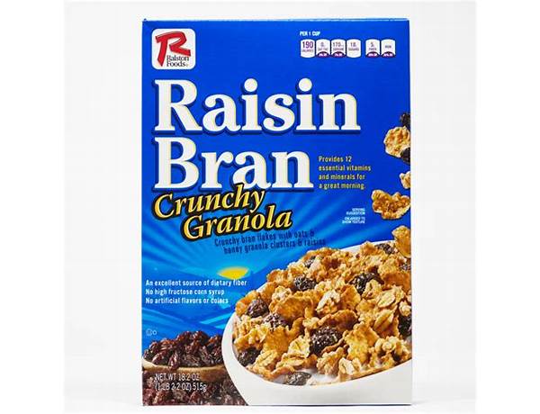 Crunchy granola raisin bran, crisp flakes & crunchy granola clusters with raisins food facts