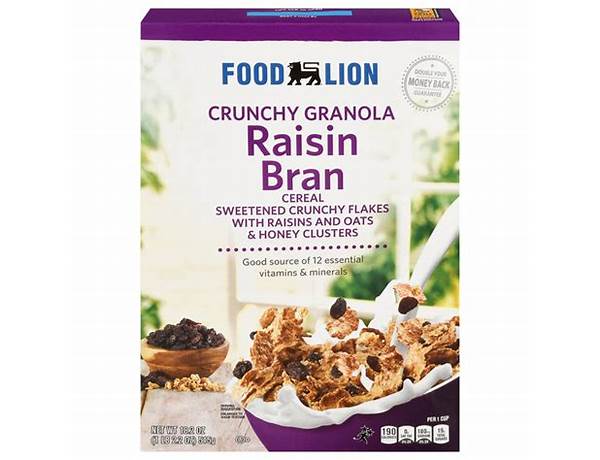 Crunchy granola raisin bran cereal food facts