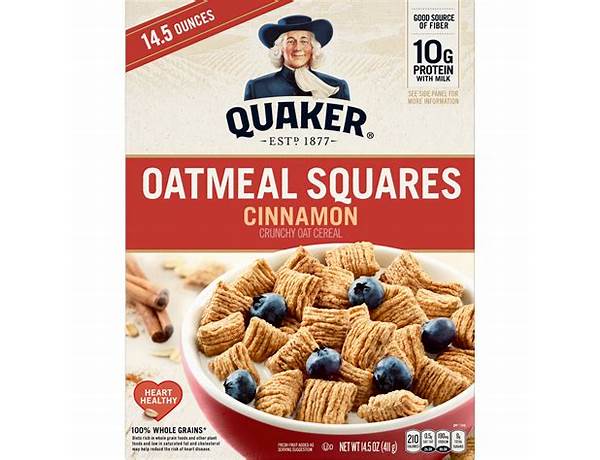 Crunchy oat squares cereal, cinnamon food facts