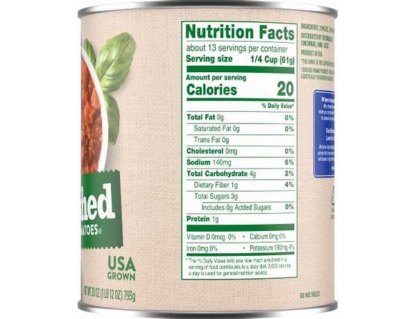 Crushed peeled tomatoes (61g) nutrition facts