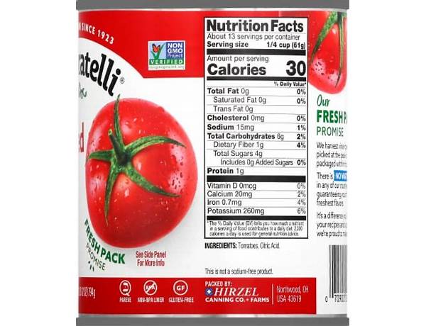 Crushed tomatoes nutrition facts