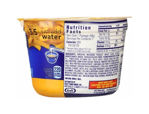 Cup kraft mac and cheese nutrition facts