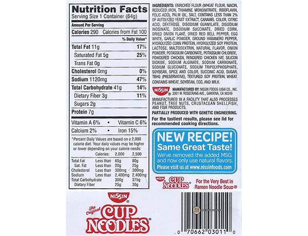 Cup noodles food facts