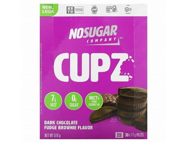 Cupz dark chocolate fudge brownie flavor food facts