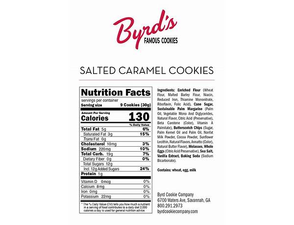 Cybels mini salted caramel crunchy cookies nutrition facts