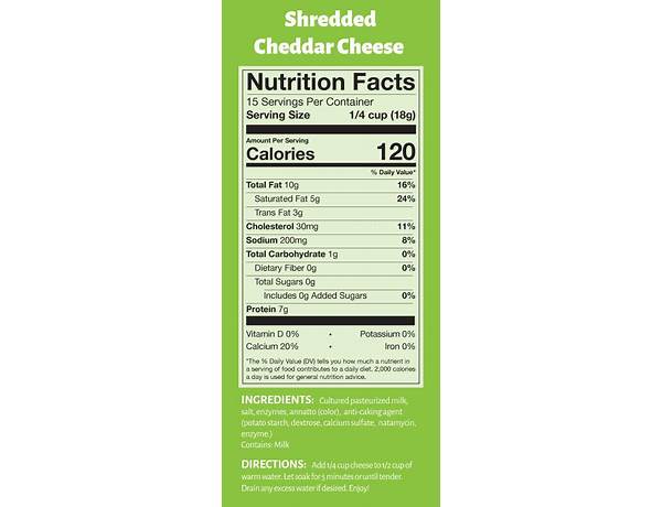 Dairy free shredded cheese food facts