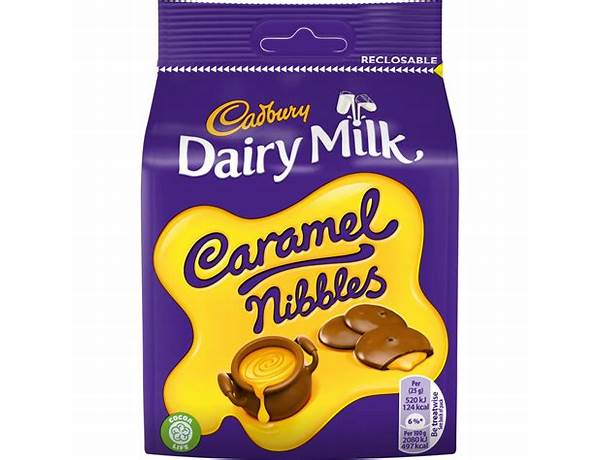 Dairy milk caramel nibbles chocolate bag food facts