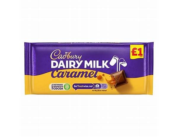 Dairy milk chocolate bar, caramel ingredients