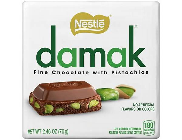 Damak dark chocolate with pistachios food facts