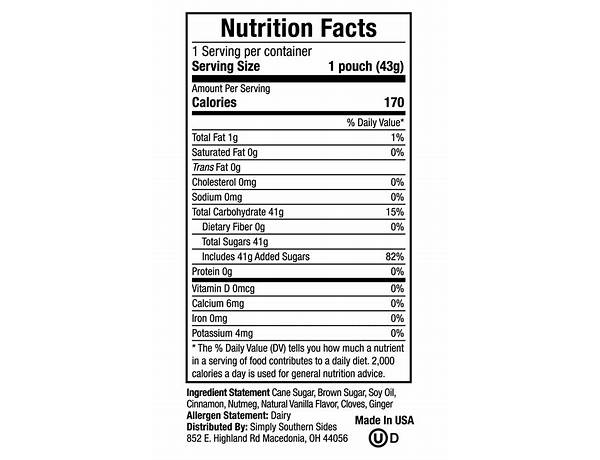 Dandied nutrition facts