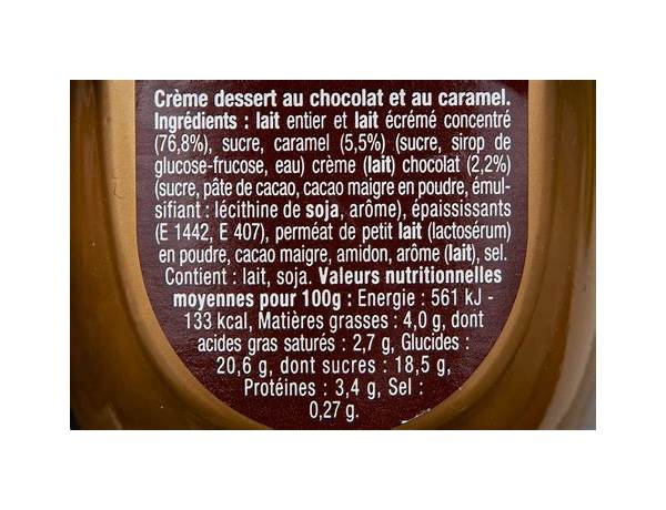 Danette chocolat ingredients