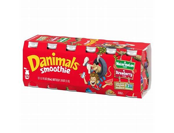 Danimals smoothie strawberry and berry 12pk food facts