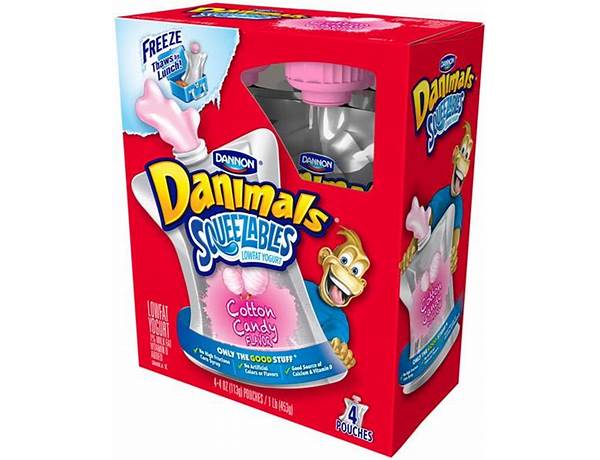 Danimals squeezables cotton candy lowfat yogurt food facts