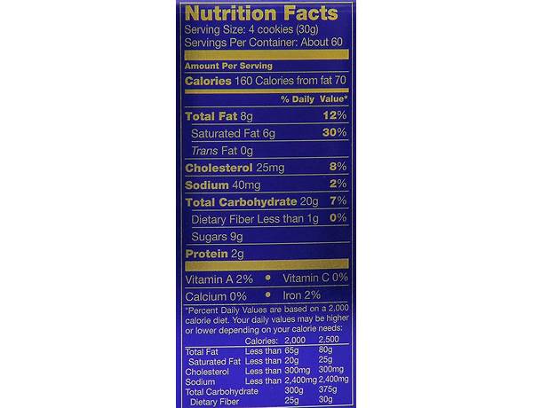 Danish butter cookies nutrition facts