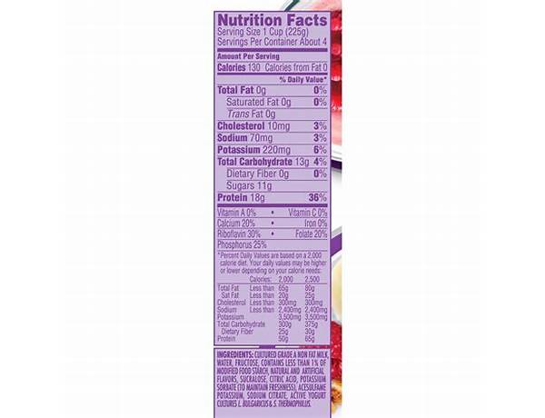 Dannon vanilla 4pack nutrition facts