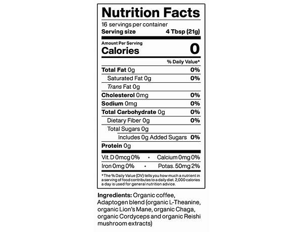 Dark blend ground organic coffee nutrition facts