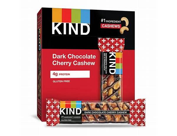 Dark chocolate cherry cashew bar food facts