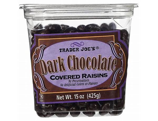 Dark chocolate flavored covered raisins food facts